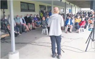  ?? PHOTO: Supplied. ?? A resident, Alison Cowley, speaks at the public meeting.