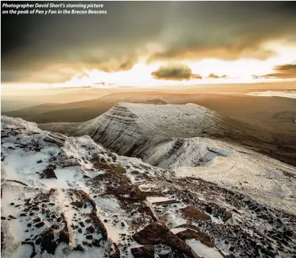  ??  ?? Photograph­er David Short’s stunning picture on the peak of Pen y Fan in the Brecon Beacons