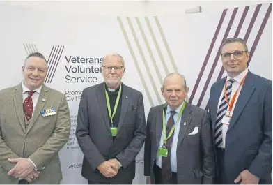  ?? ?? Caption: From L to R Gary Hart founder VVS. The Reverend Canon Roger Hall MBE Patron of the VVS. Col Sir Brian Barttelot, Bt. OBE DL President of the Lodge Hill Trust. Matthew Wykes Chair of the Lodge Hill Trust.