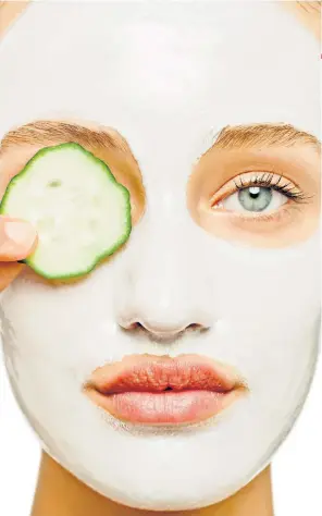  ??  ?? Freshen up: the vegan facial includes having a derma roller run over your face, bottom left; and, below, before and after