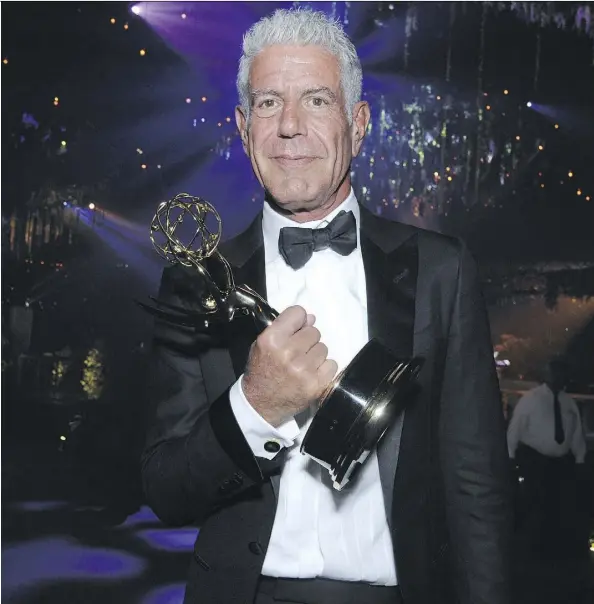  ?? RICHARD SHOTWELL/THE ASSOCIATED PRESS ?? CNN host Anthony Bourdain has won four straight Emmys for outstandin­g informatio­nal series or special for Parts Unknown, even though there were naysayers when the former Travel Channel personalit­y was hired by CNN.