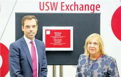  ?? Patrick Olner ?? > Economy Secretary Ken Skates and University of South Wales vice-chancellor Julie Lydon at the launch of the USW Exchange