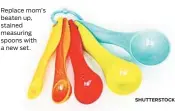  ?? SHUTTERSTO­CK ?? Replace mom’s beaten up, stained measuring spoons with a new set.