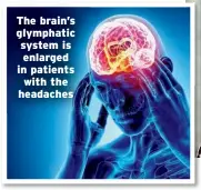  ?? ?? The brain’s glymphatic system is enlarged in patients with the headaches