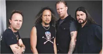  ??  ?? Four angry men … (from left) Ulrich, Hammett, Hetfield and Trujillo showing younger metalheads that Metallica is not looking to retire anytime soon with the release of its latest album.