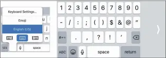  ??  ?? You can activate the one-handed keyboard (right) via a new element at the bottom of the keyboard picker (left)