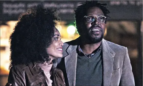  ??  ?? LOVESTRUCK: Pearl Thusi and Kagiso Lediga in ‘Catching Feelings’.