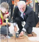  ??  ?? Jeremy Corbyn was hammering home points in Consett, England.