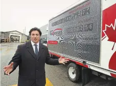  ?? ?? Franco Terrazzano, federal director of the Canadian Taxpayers Federation, stands next to the CTF's “national debt clock” showing the federal government's $1-trillion debt increase in real time outside the Canadian Tire store on Lansdowne Street West on April 19. These stunts don’t stand up under scrutiny, a reader writes today.