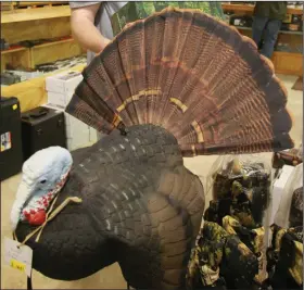  ??  ?? The author has an uneasy alliance with turkey decoys like this one photograph­ed in 2011. (Democrat-Gazette file photo)