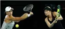  ?? Photograph: Getty Images ?? In this composite image a comparison has been made between Ashleigh Barty of Australia (left) and Danielle Collins of United States, who are set to meet in Saturday’s Australian Open women’s singles final.