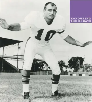  ??  ?? Defensive back Bob O’Billovich in 1965 as a member of the Ottawa Rough Riders.