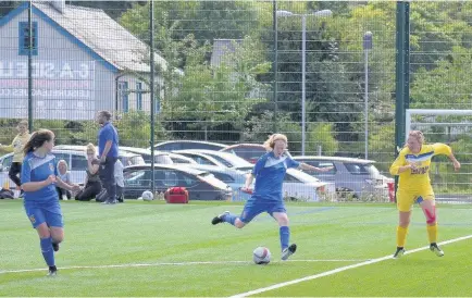  ??  ?? Lexi Crawley netted twice for Bangor in their 4-0 win over Amlwch Town