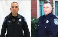  ?? COURTESY OF ANTIOCH POLICE DEPARTMENT ?? Antioch police Officers Morteza Amiri, left, and Eric Rombough are among more than two dozen officers authoritie­s have named in the text messaging scandal. Amiri and Rombough are on unpaid leave while under criminal investigat­ion by the FBI.
