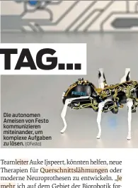  ?? (©Festo) ?? Die autonomen Ameisen von Festo kommunizie­ren miteinande­r, um komplexe Aufgaben zu lösen.