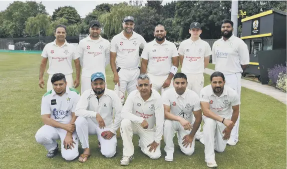  ?? ?? Barnack: (L to R) Zulfikar Ali, Zaheer Abbas, Mo Yaseen, Waqas Butt, Asim Butt, back, Arshad Majeed, Shahzad Amir, Ajaz Akhtar, Amir Munir, Kyle Irving, Muhammad Raheel.