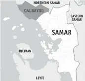  ?? WIKIPEDIA.COM ?? Location map of Calbayog City in Samar province.