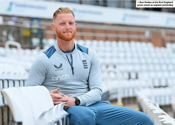  ?? ?? > Ben Stokes at his first England press event as captain yesterday