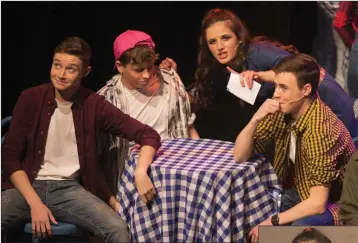  ??  ?? Patrick (Conor Crawford Drysdale), Vinnie (Macdara Joyce), Ella (Sarah Farrell), Mark (Rory Mulcahy) and Shane (Daniel Jones).