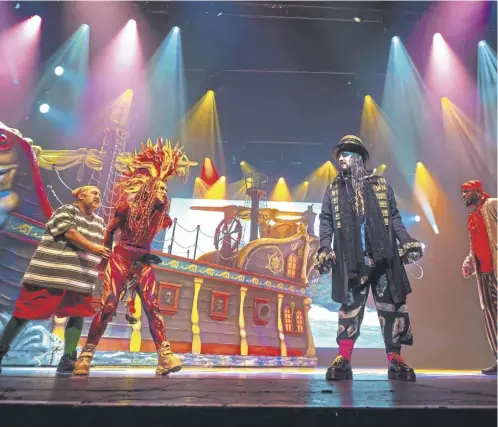  ?? PICTURES: ADRIAN PATRICK ?? Peter Pan – An Arena Adventure offers pure theatrical fun and excitement on a giant scale; left, Boy George slips in some Culture Club numbers as Captain Hook