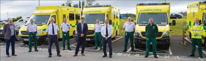  ?? Photo by John Kelliher ?? CEO HSE Southwest Group Gerry O’Dwyer, Emmet Lynch, John Duggan and Alan Moriarty; HSE National Director of Acute Hospitals Division Liam Woods; Kenneth O’Sullivan, Pat O’Callaghan, DJ O’Callaghan, Simon Evans and David Heaslip.