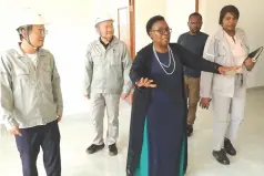  ?? ?? Mashonalan­d East Minister for Provincial Affairs and Devolution Dr Aplonia Munzvereng­wi (in blue dress) is shown a newly built dining room for workers
PLZ by company officials recently
