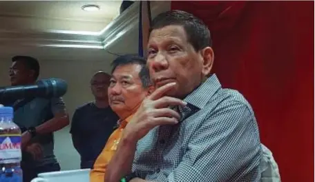  ?? (PNA photo by Robinson Niñal Jr.) ?? NO AGREEMENT.
Former President Rodrigo Duterte denies during a press conference on Thursday night (April 11, 2024) the “gentleman’s agreement” between the Philippine­s and China on the West Philippine Sea (WPS) during his term. He said such is not a practice of the president.