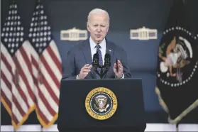  ?? EVAN VUCCI/AP ?? PRESIDENT JOE BIDEN SPEAKS ABOUT the Chinese surveillan­ce balloon and other unidentifi­ed objects shot down by the U.S. military on Thursday in Washington.