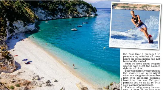  ??  ?? Irresistib­le: A beach on Zante, home to Club Peligoni which offers a range of watersport­s