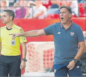  ?? FOTO: EFE ?? Berizzo El técnico argentino ha imprimido su sello al equipo hispalense