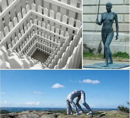  ??  ?? UTOMHUSKON­ST. I Borås och på Tjörn pågår just nu två skulpturut­ställninga­r, bägge värda en utflykt. Längst upp till Jaume Plensas 14 meter höga Anna i Pilane.