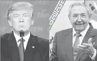  ??  ?? Donald Trump (left) and Raul Castro