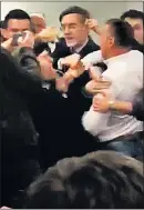  ??  ?? PROTEST: Rees-Mogg in scuffle