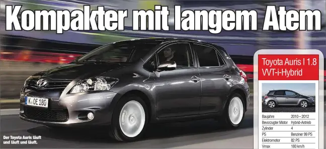  ??  ?? Der Toyota Auris läuft und läuft und läuft.