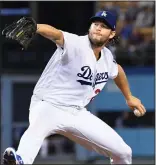  ?? WALLY SKALIJ/TRIBUNE NEWS SERVICE ?? Clayton Kershaw, seen here throwing on Sept. 7, got the win against the Giants on Tuesday.