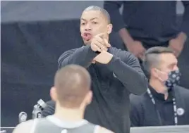  ?? MARK J. TERRILL/AP ?? Tyronn Lue is 10-2 in eliminatio­n games as a coach. His latest win came Monday night as the Clippers beat the Suns 116-102 in Game 5 of the Western Conference finals.