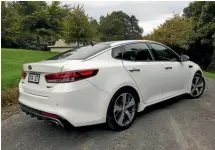  ??  ?? Kia Optima GT features bigger wheels and tyres and other performanc­e-related "fruit".