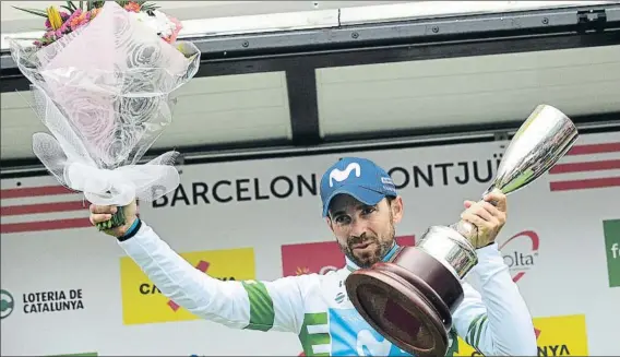  ?? FOTO: MANEL MONTILLA ?? Doblete de Alejandro Valverde en la Volta, después de ganar la clasificac­ión general y de ser el mejor en la montaña, además de conquistar las etapas dos y cuatro de la Volta