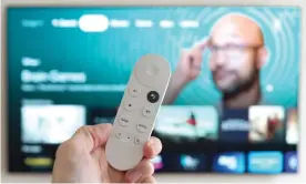  ?? Photograph: Samuel Gibbs/The Guardian ?? Google’s new good-value Android TV streaming stick has new slick-looking Google TV interface alongside the usual Chromecast features.