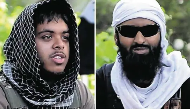  ??  ?? TERROR: MPs given access to intelligen­ce reports said they were ‘in no doubt’ of danger posed by Reyaad Khan, left, who died along with Abdul Raqib Amin, right