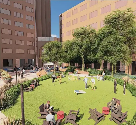  ?? Courtesy of TBG Partners ?? Elaine Kearney of TBG Partners San Antonio, a landscape architectu­re and urban planning firm, cites Weston Common downtown as an example of how old spaces can become new amenities.