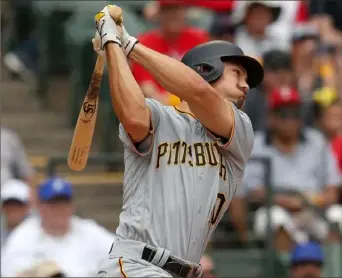  ?? Richard Rodriguez/Getty Images ?? Bryan Reynolds’ three-run double in the fourth inning broke a 1-1 tie and gave Reynolds hits in his first nine major league games.