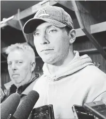  ?? JUSTIN TANG THE CANADIAN PRESS ?? Matt Duchene was one of the Ottawa Senators caught on tape joking about and criticizin­g their team’s defence in a video posted online. They are apologizin­g for their comments.