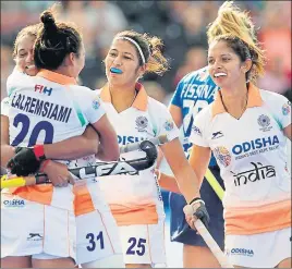  ?? HOCKEY INDIA ?? Goals by Lalremsiam­i, Neha Goyal and Vandana Katariya helped India beat Italy 30 in the crossover match on Tuesday.