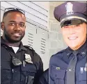  ?? Yale Police Department / Contribute­d photo ?? Yale officers, Maurice Staggers, left, and Otilio Green, right, saved a kidnapped baby that was in a car stolen Monday night outside a Hamden store, officials said.