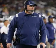  ?? (AP/Ron Jenkins) ?? Dallas Cowboys Coach Mike McCarthy is out for Thursday night’s game in New Orleans after testing positive for covid-19. Five other coaches and staff members will not make the trip because of positive tests.