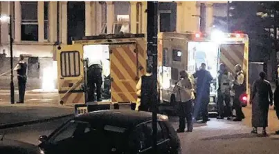  ??  ?? Ambulances at Finsbury Park in London where several Muslims were injured by a van early yesterday