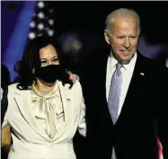  ??  ?? Biden, with Harris: “let’s give each other a chance”