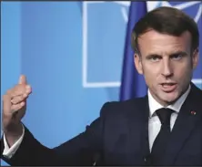  ?? ASSOCIATED PRESS ?? French President Emmanuel Macron speaks during a press conference after a NATO summit, June 30, in Madrid.