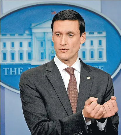  ?? KEVIN LAMARQUE/REUTERS ?? Tom Bossert, asesor de Seguridad Nacional.